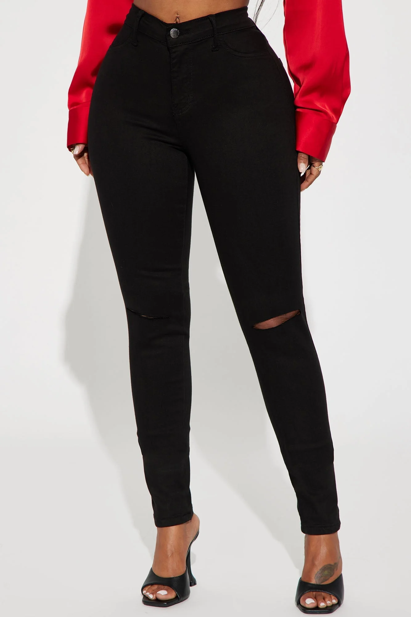 Narrow waist skinny jeans - Black - Image 3
