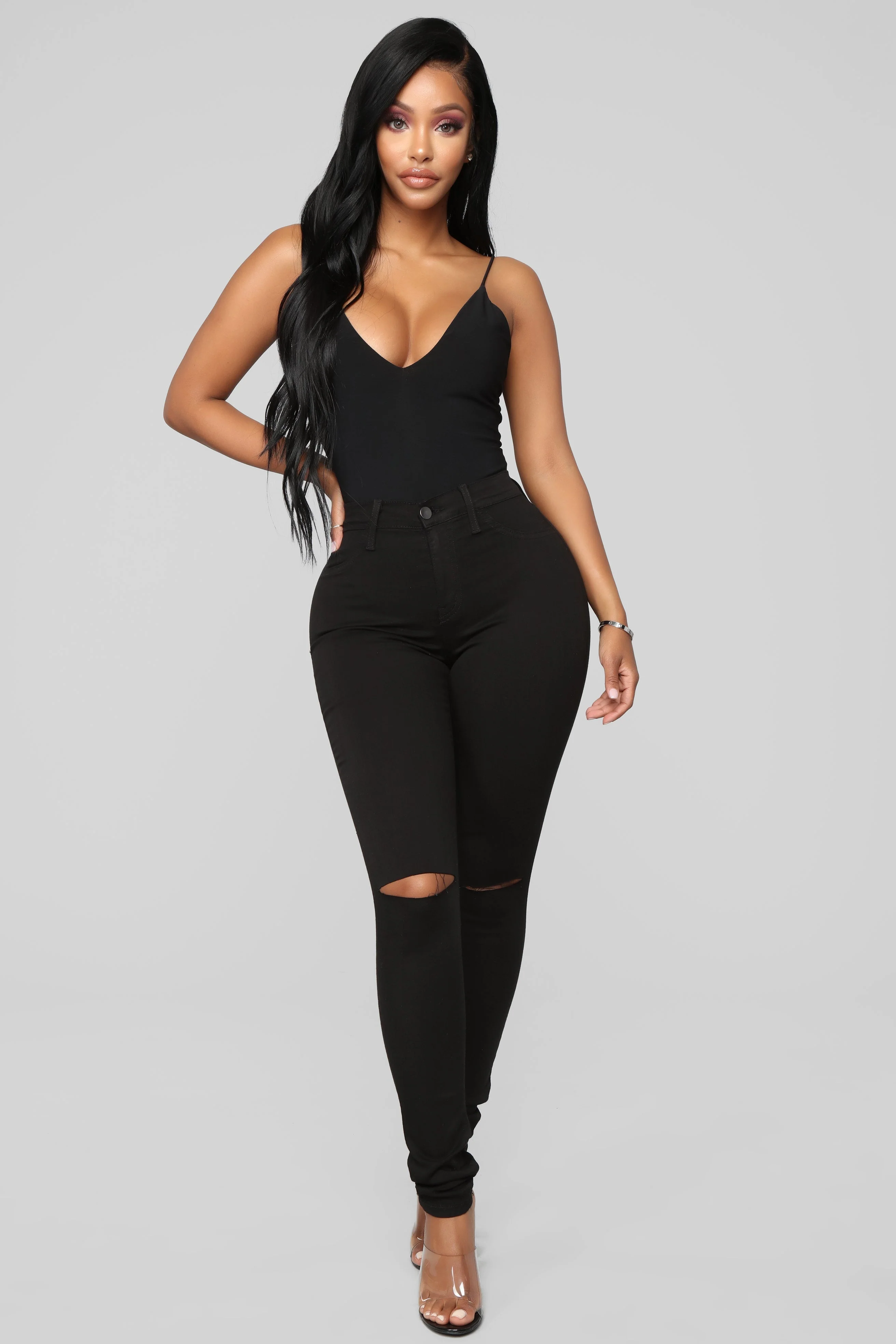 Narrow waist skinny jeans - Black - Image 7