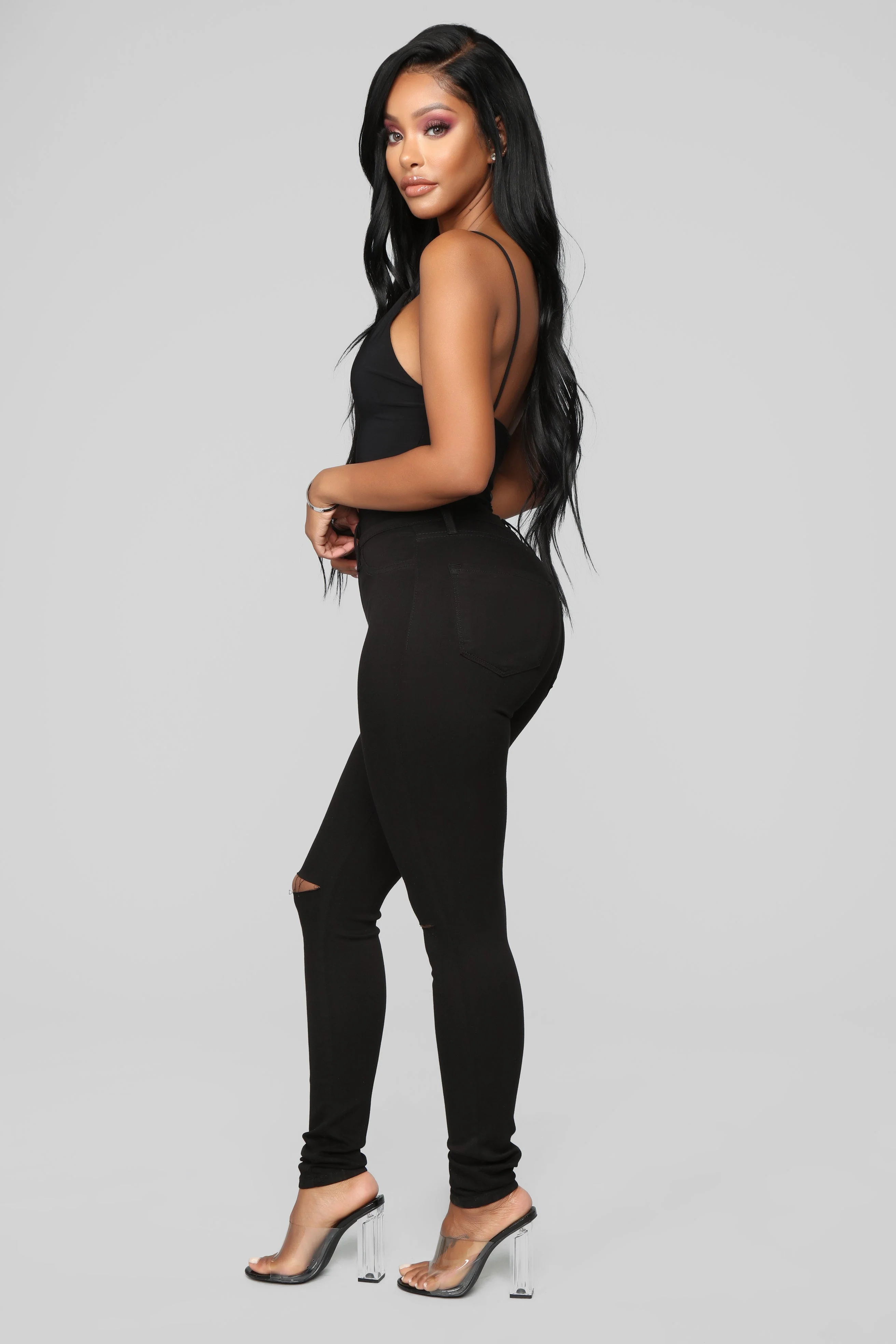 Narrow waist skinny jeans - Black - Image 8