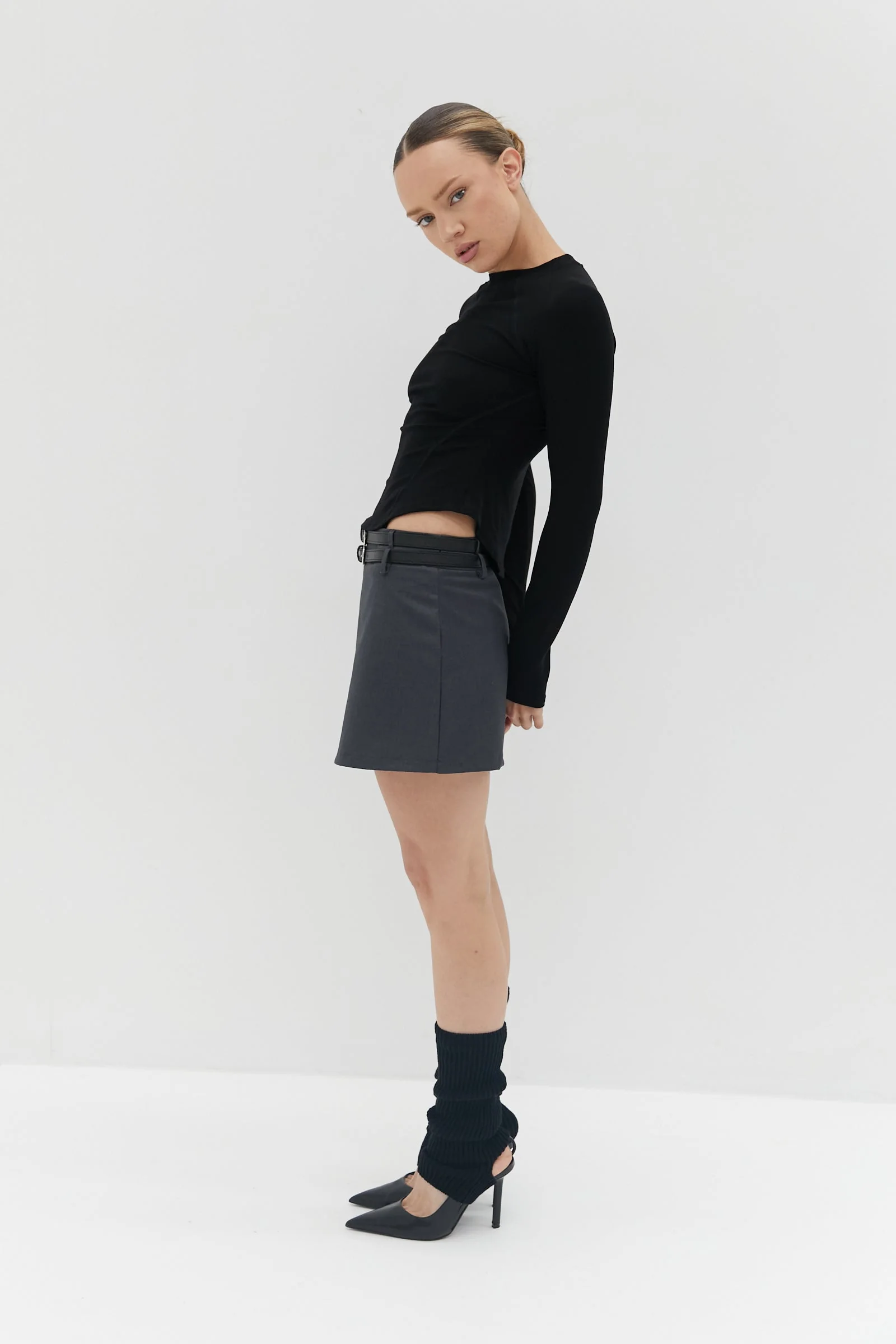 Double Belt Mini Skirt - Image 3