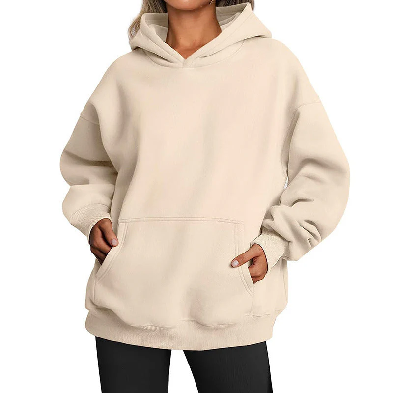 Basic Thick Solid Color Pullover Hoodie