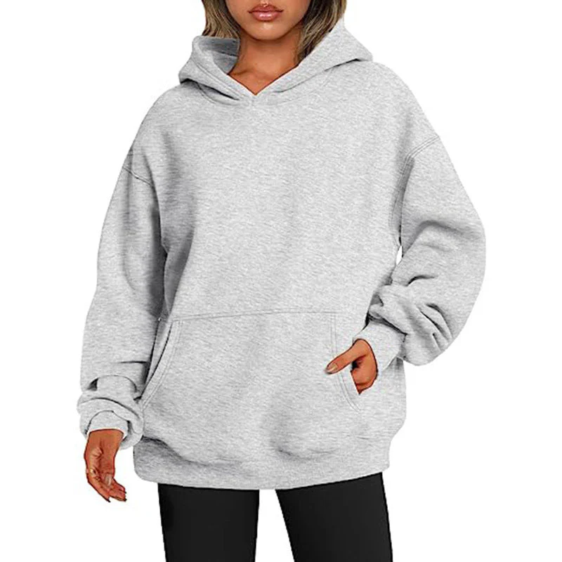 Basic Thick Solid Color Pullover Hoodie - Image 3