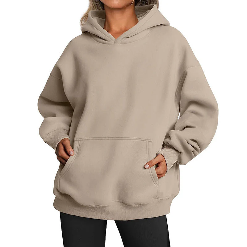 Basic Thick Solid Color Pullover Hoodie - Image 7