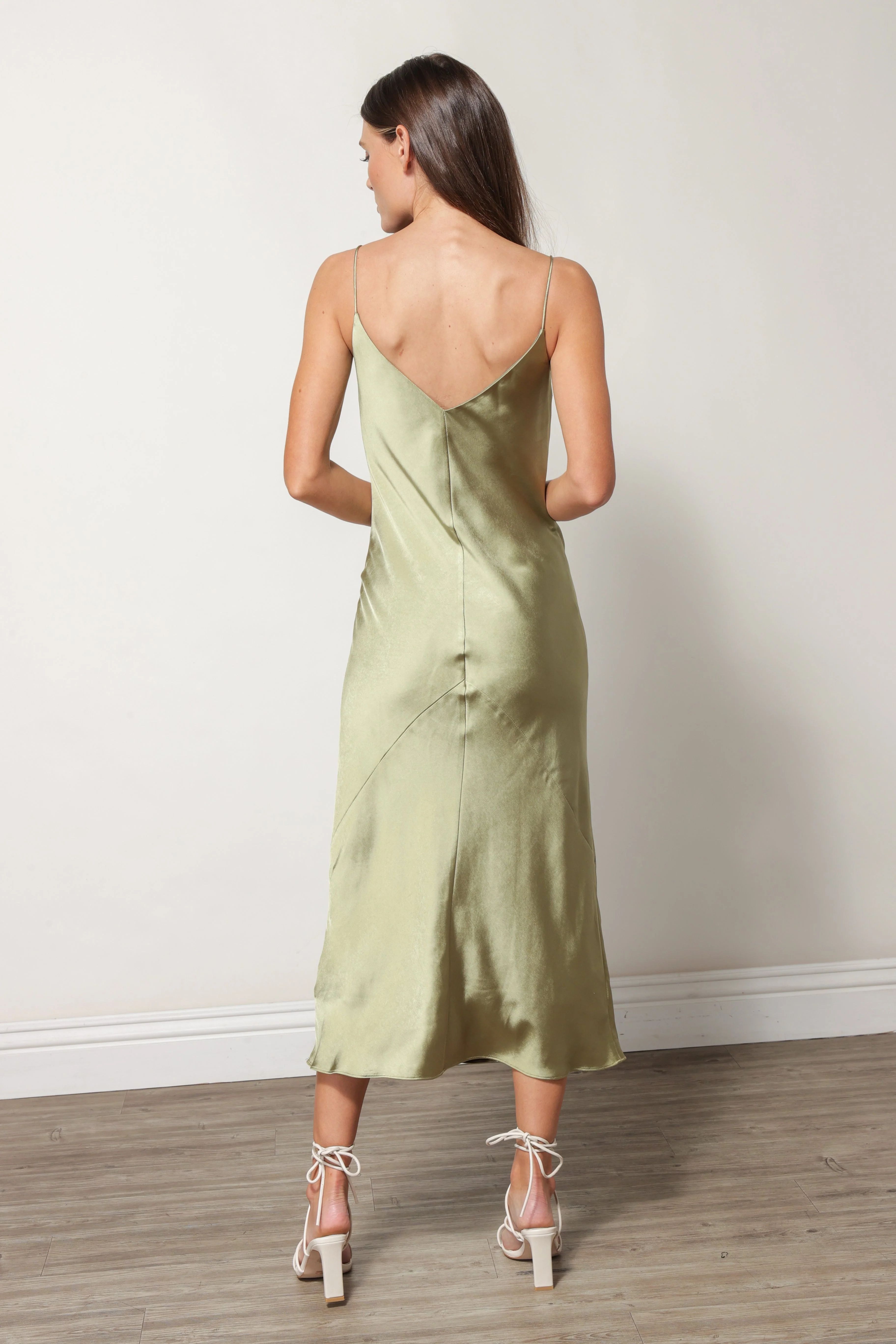 SATIN DRESS MOSS - Image 2