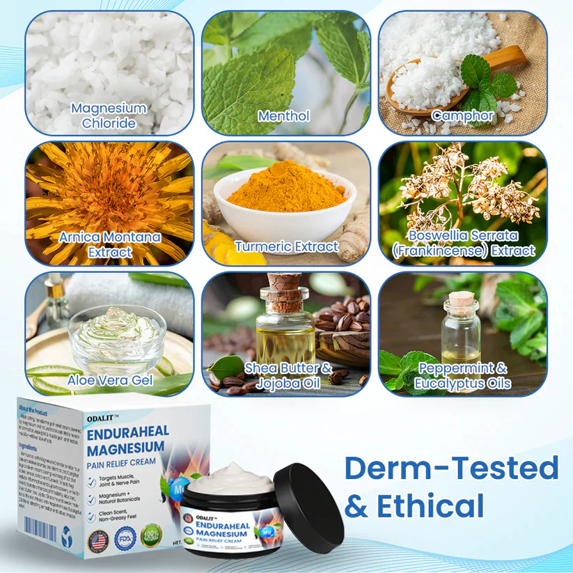 ODALIT™ EnduraHeal Magnesium Pain Relief Cream (Treats Arthritis, Neuropathy, Rheumatism, Sports Injuries & More) - Image 9