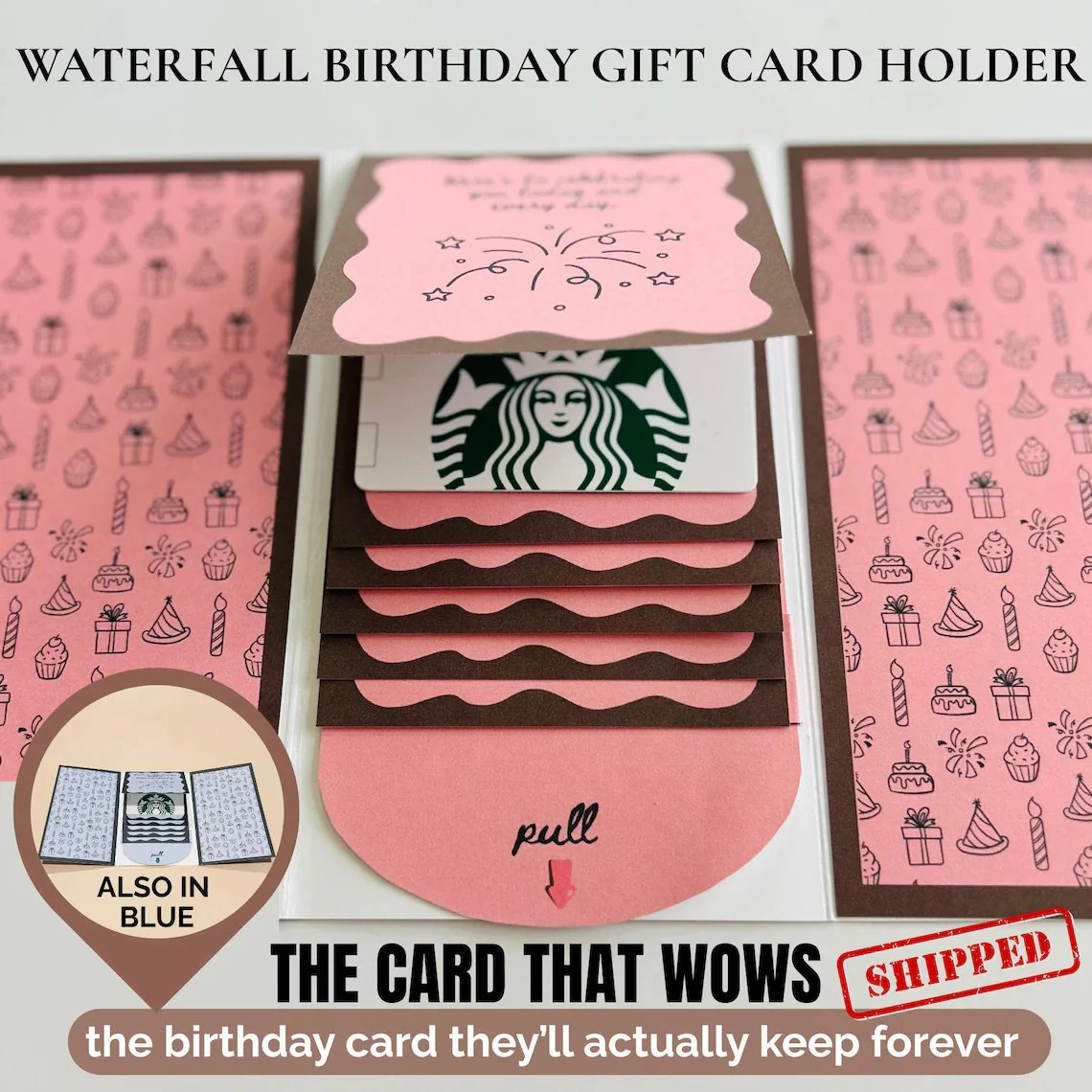 🎁LAST DAY 50% OFF - 🎂✨ Handmade Waterfall Gift Card Booklet💖