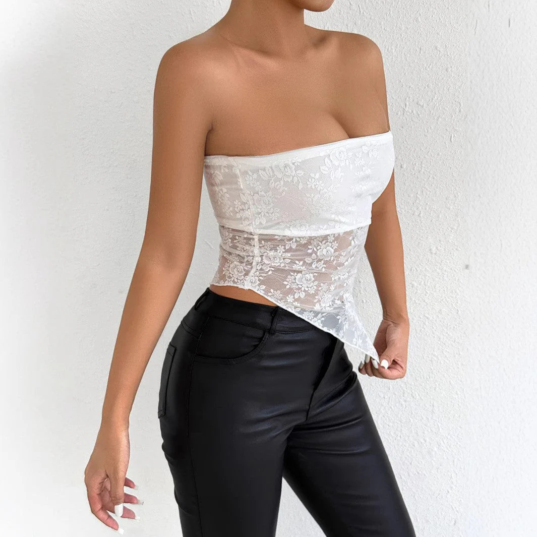 Off-Shoulder Lace Bandeau Women's T-Shirt - Image 2