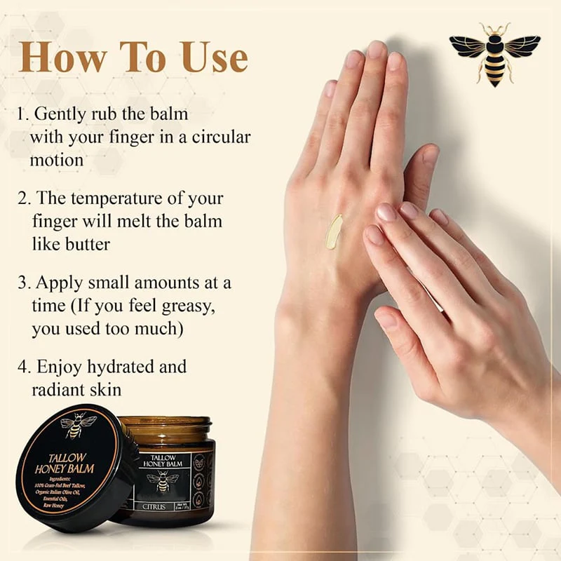 Organic Grass-Fed Beef Tallow Balm With Raw Honey - Image 6