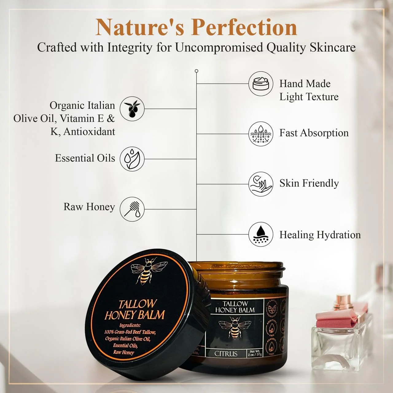 Organic Grass-Fed Beef Tallow Balm With Raw Honey - Image 8