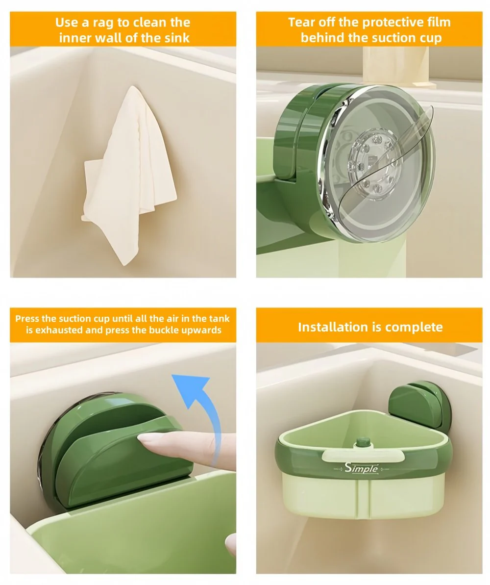 💧2025 New Release - Suction Cup Sink Corner Rack - Image 4