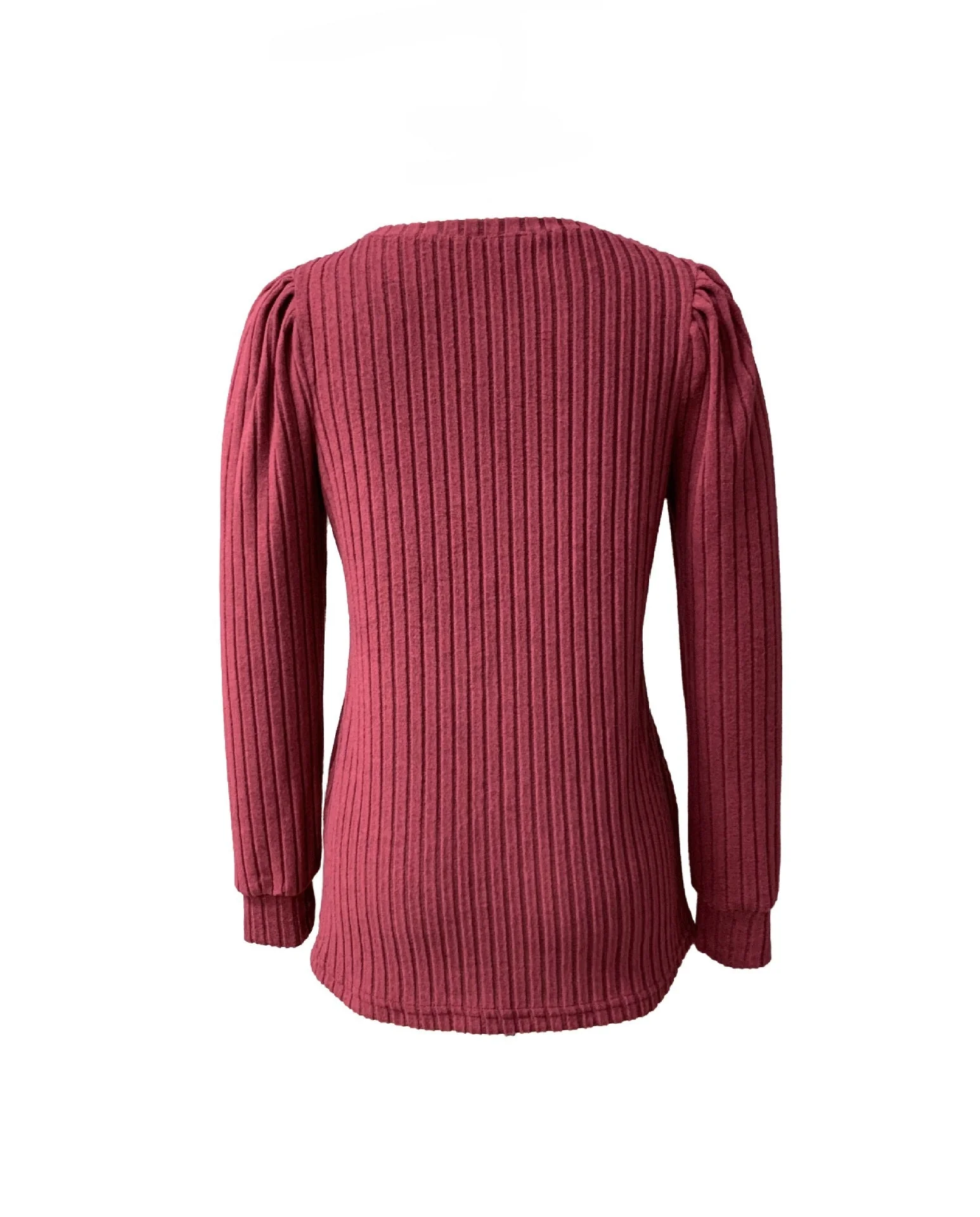 Women's Puff Sleeve Long Sleeve Crew Neck Knit Top - Image 9