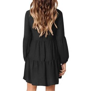 Women's V-Neck Belted Straight Dress - Image 10