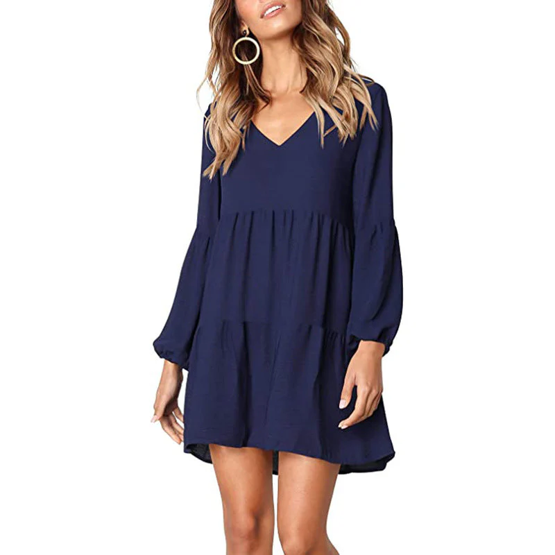 Women's V-Neck Belted Straight Dress - Image 4
