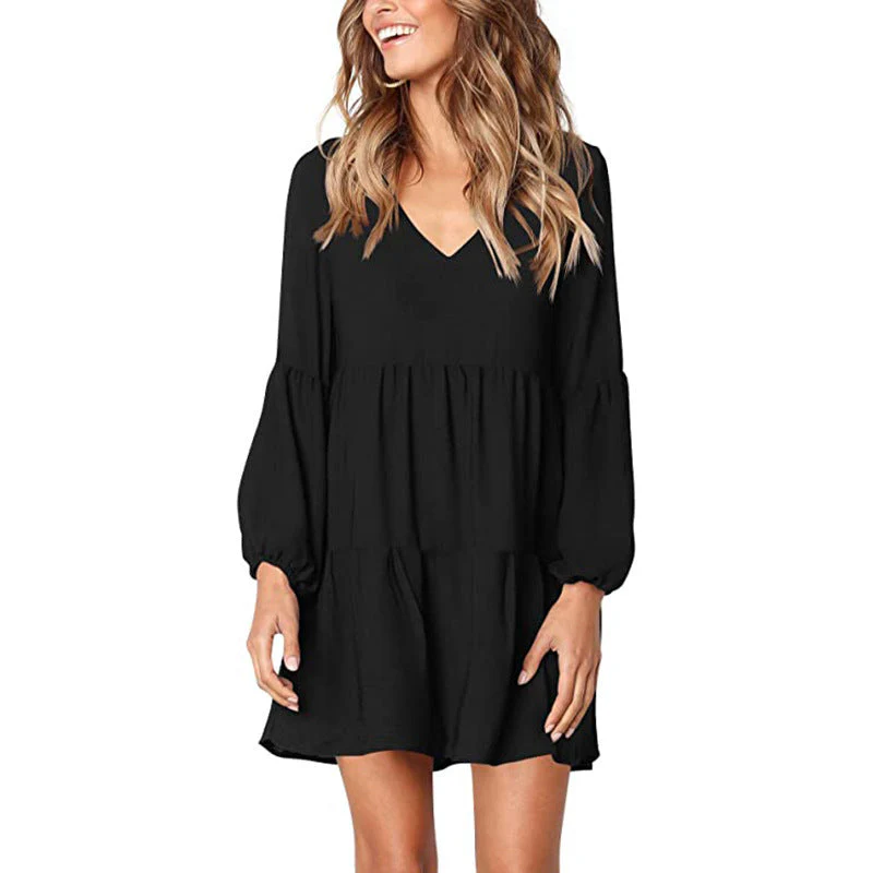 Women's V-Neck Belted Straight Dress - Image 6