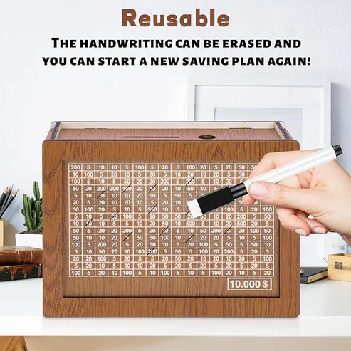 🔥Last Day Sale 70% OFF!!🔥Wooden Lottery Ticket Game Board & Money Box with Counter - Image 7