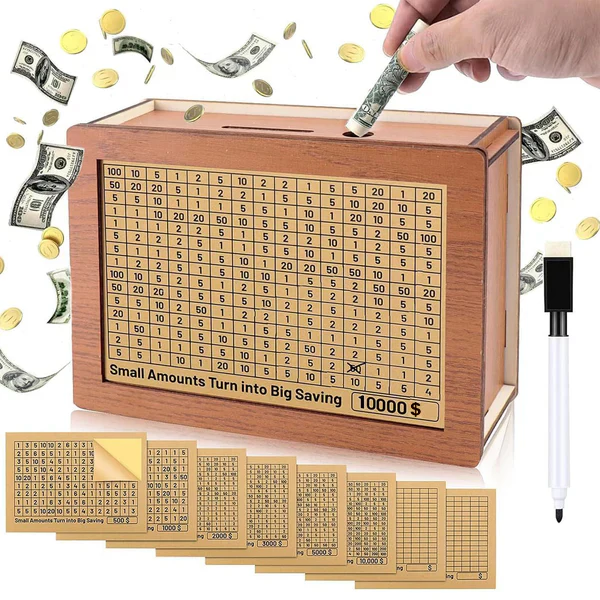 🔥Last Day Sale 70% OFF!!🔥Wooden Lottery Ticket Game Board & Money Box with Counter - Image 9